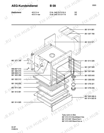 Взрыв-схема плиты (духовки) Aeg 4012V-W - Схема узла Section2